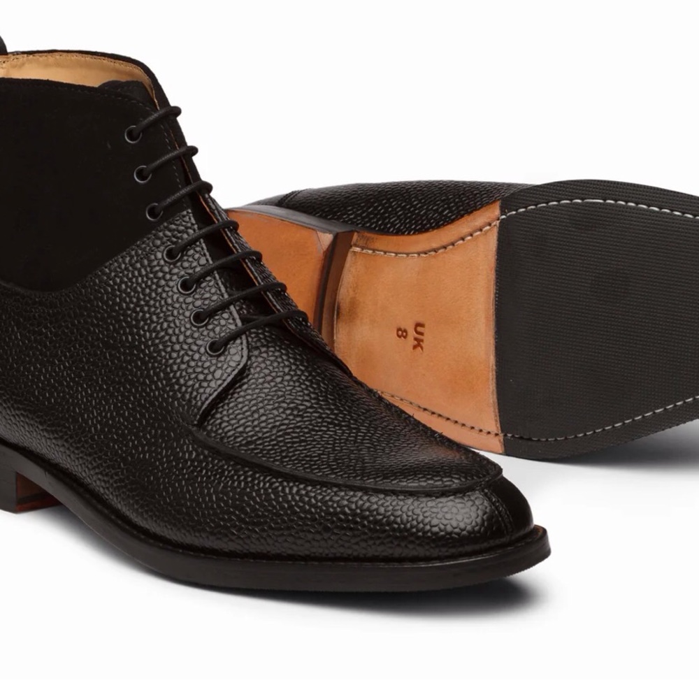 Split Toe Derby Suede Combination Boot - Black - image 6